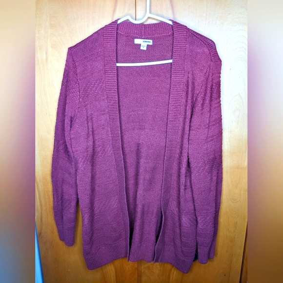 Women's Sonoma Goods For Life® Allover Stitch Cardigan Burgundy size Medium - Picture 3 of 4